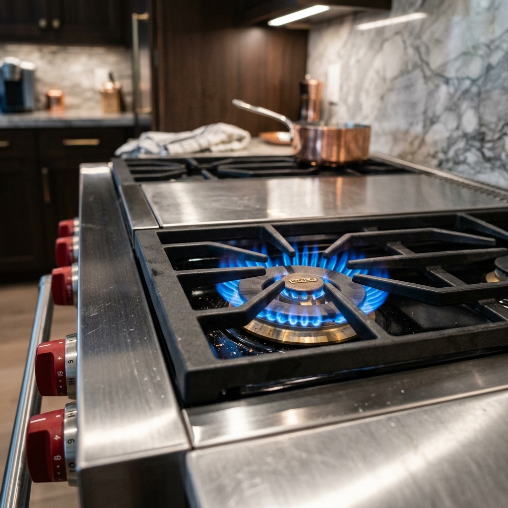 Instalação profissional de fogão gourmet e forno a gás